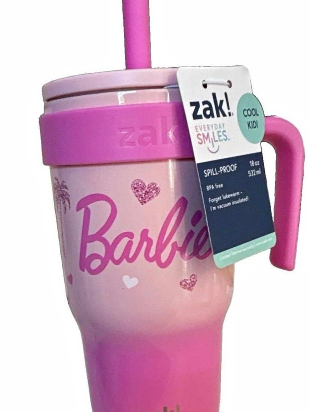 Zak! Barbie tumbler! Pink Tumbler NWT